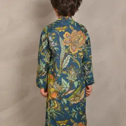 Anthrilo Boys Blue Cotton Regular Fit Printed Kurta image 2