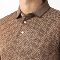 Van Heusen Brown Cotton Regular Fit Printed Polo T-Shirt image 4