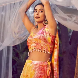 SHUBHKALA Multicolored Silk Printed Lehenga and Choli Set With Dupatta image 3