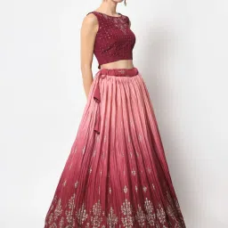 SHUBHKALA Pink Printed Lehenga and Choli Set With Dupatta image 3