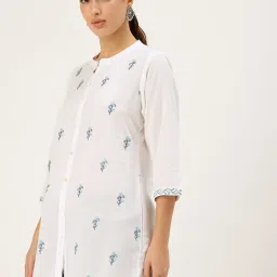 Amukti White Rayon Embroidered Top image 3