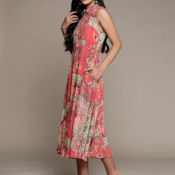 aarke Ritu Kumar Pink Printed Midi Dress image 3