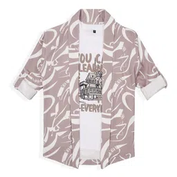 CHARCHIT Boys Typography Printed Cotton T-Shirt With Shrug-picture-16