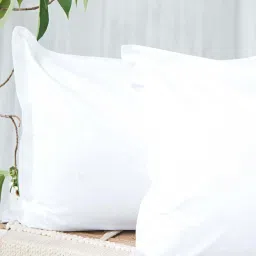 fabindia home Fabindia White Cotton 180 TC Pillow Cover - Set of 2 image 3