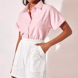 The Label Life White Embroidered Shorts image 3