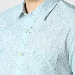 Peter England Blue Cotton Slim Fit Printed Shirt image 4