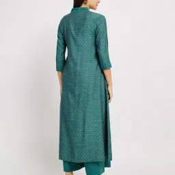 Span Mystery Green Rayon Printed Three-Quarter Sleeves Kurta image 2
