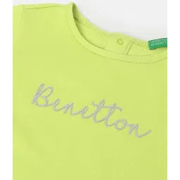 United Colors of Benetton Kids Lime Green Solid Full Sleeves Dress image 3