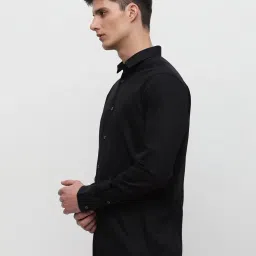 SELECTED HOMME Black Slim Fit Cotton Shirt image 3