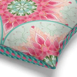 Bianca Suzane Coral & Teal Micro Fiber Reversible Printed Cushion Covers - Set of 3 image 3