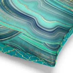 Bianca Suzane Teal & Gold Micro Fiber Reversible Printed Cushion Covers - Set of 3 image 3
