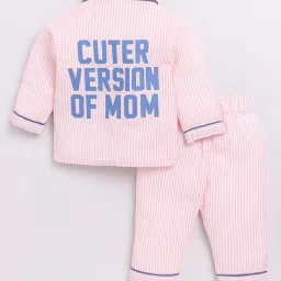 Clt.s Kids Pink Striped Full Sleeves Shirt with Pants image 2