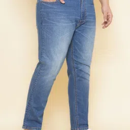 John Pride Blue Lightly Washed Regular Fit Plus Size Jeans image 3
