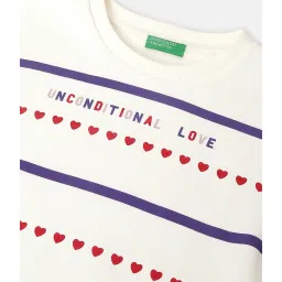 United Colors of Benetton Kids White Printed Full Sleeves Sweatshirt image 3