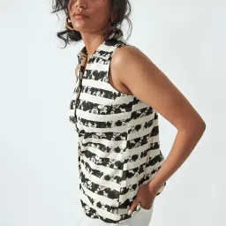 The Label Life White & Black Printed Top image 3