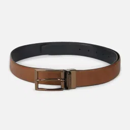 Louis Philippe Brown Leather Textured Reversible Belt image 2