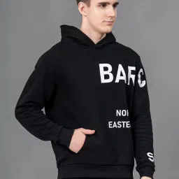 Red Tape Black Regular Fit Graphic Print Hooded Sweatshirt image 3