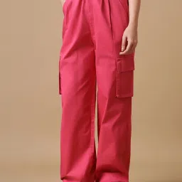 Bewakoof Pink Relaxed Fit Mid Rise Pants image 3