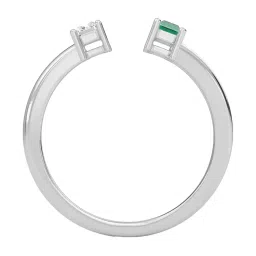 SHINE ETERNAL Lab Grown Diamond 14k (585) White Gold Three Stone Green Emerald Open Ring for Women image 3