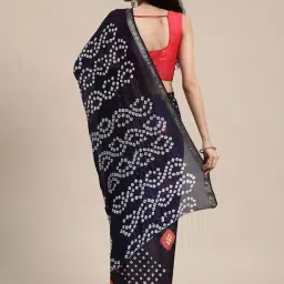 Geroo Jaipur Navy Woven Saree with unstitched Blouse image 2