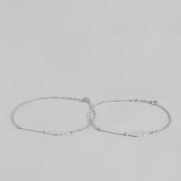 Zavya 925 Sterling Silver Leafy Multistring Rhodium Chained Flexible Anklets For Women image 3