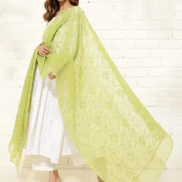 Fabindia Green Embroidered Dupatta image 2
