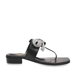 Shoetopia Women's Black T-Strap Sandals image 2