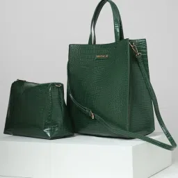 Forever 21 Green Textured Handbag With Sling Handbag image 2