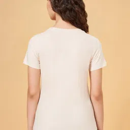 Honey by Pantaloons Beige Cotton Printed T-Shirt image 2