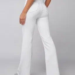 DOLCE CRUDO White High Rise Stretchable Jeans image 2