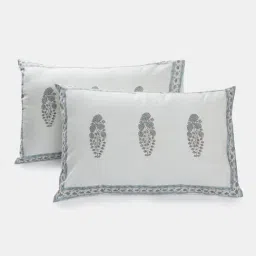 Fabindia Mina Buta Blue Cotton Printed 180 TC Double Flat Bedsheet with 2 Pillow Covers image 5