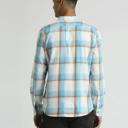Pepe Jeans Aqua Blue Cotton Regular Fit Checks Shirt image 2