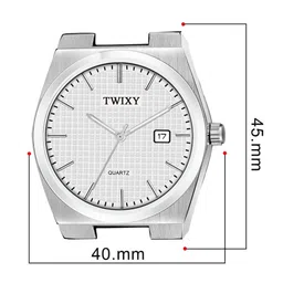 TWIXY Men Brass Dial & Stainless Steel Cut Work Straps Analogue Watch TYW-0013 SILVER image 4