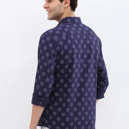Allen Solly Navy Cotton Slim Fit Printed Shirt image 2
