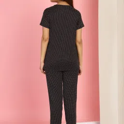 Gracit Black Cotton Printed Top With Pyjamas image 2
