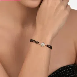 Zaveri Pearls Rose Gold Contemporary Cubic Zirconia Mangalsutra Classic Bracelet - ZPFK12635-picture-13