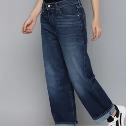 Levis Women 94 Baggy Loose Straight Fit High-Rise Light Fade Stretchable Jeans-image-16