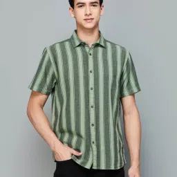 Fame Forever by Lifestyle Sage Cotton Regular Fit Striped Shirts-picture-19
