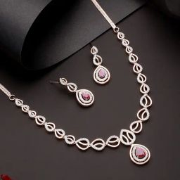 Saraf RS Jewellery Rose Gold Plated Ruby AD Studded Jewellery Set-picture-17
