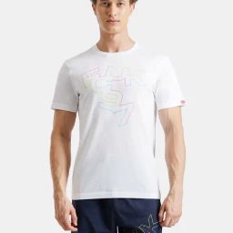 FCUK White Cotton Blend Print Short Sleeves T-Shirt-picture-23