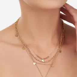 Zaveri Pearls Gold Tone 3 Layers Contemporary Unicorn Design Necklace & Earring Set-ZPFK12168-picture-27