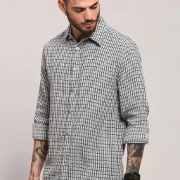 showoffff Showoff Grey Cotton Regular Fit Checks Shacket image 3
