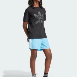 Adidas Originals Blue Regular Fit Striped Sports Shorts image 3