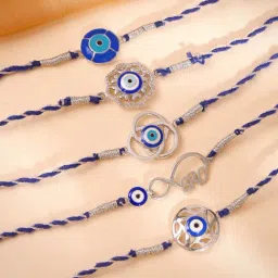 GIVA 925 Sterling Silver Guardian Gaze Rakhi Combo Set of 5-picture-25