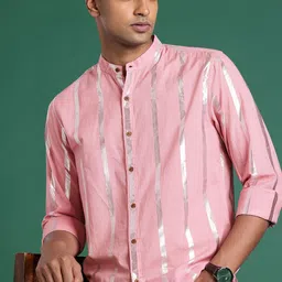 Sangria Pure Cotton Vertical Striped Casual Shirt-picture-26