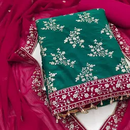 Maroosh Floral Embroidered Sequinned Zomata Silk Unstitched Dress Material-picture-22