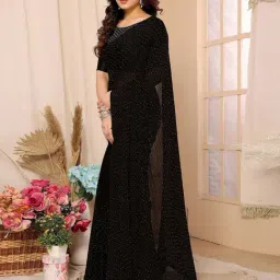 Odette Black Embellished Saree with Unstitched Blouse-picture-15