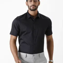 Ramraj Black Cotton Regular Fit Shirt-picture-36