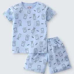 Nite Flite Kids Blue Cotton Printed Top Set-image-84