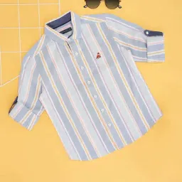 Pantaloons Junior Boys Crystal Blue Cotton Striped Full Sleeves Shirts-picture-37